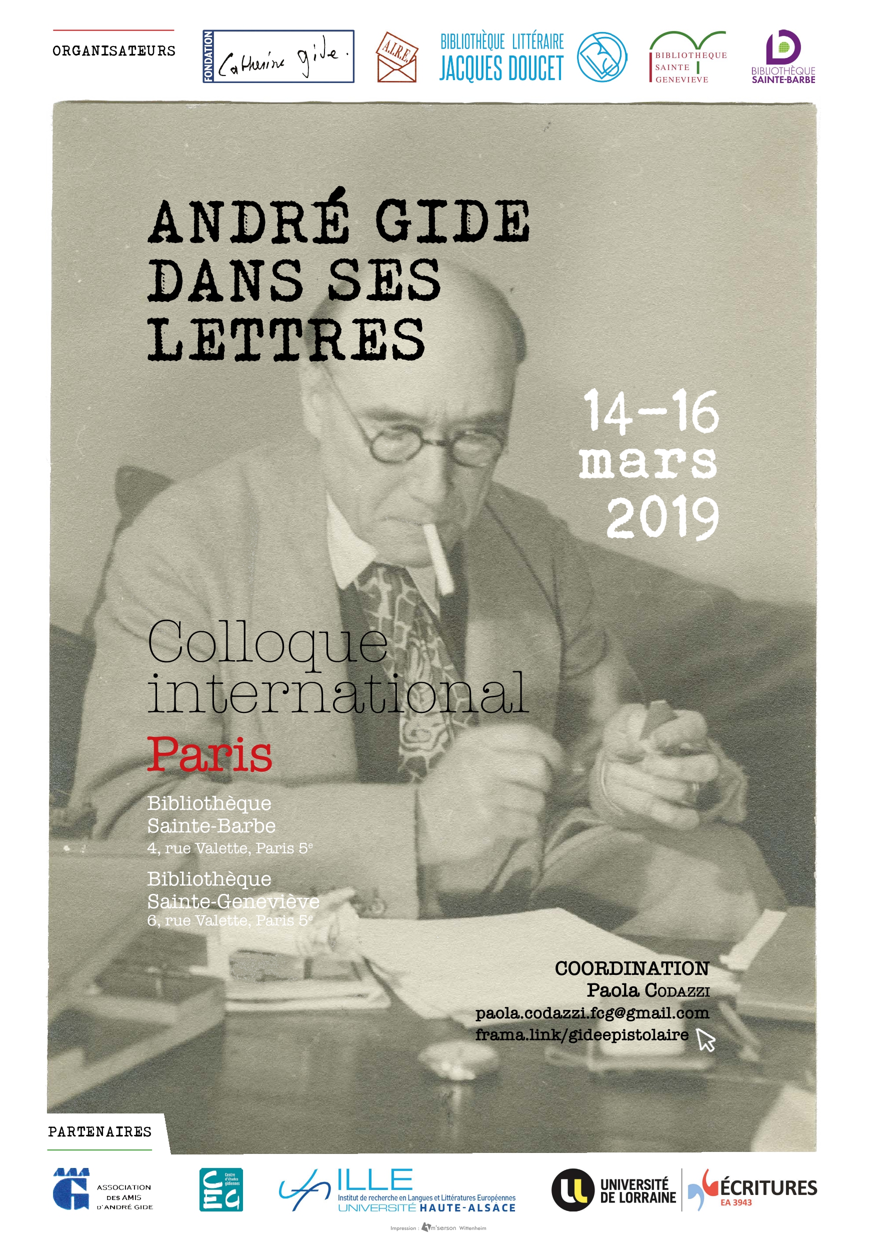 image de Affiche colloque André Gide dans ses lettres