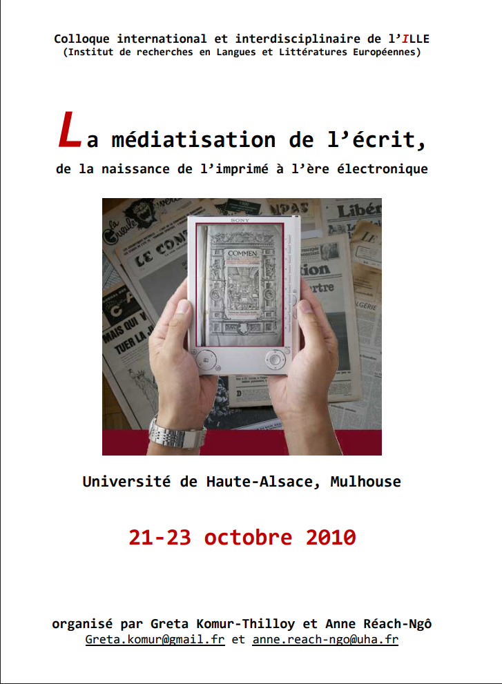 Affiche de présentation du colloque - La médiatisation de l'écrit